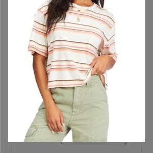 NWT Billabong Cropped Striped Short-Sleeve Tee